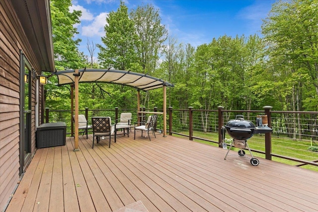 100 Maplewood Ave, Milton, VT 05468 - wooden deck featuring area for grilling and view of scattered trees