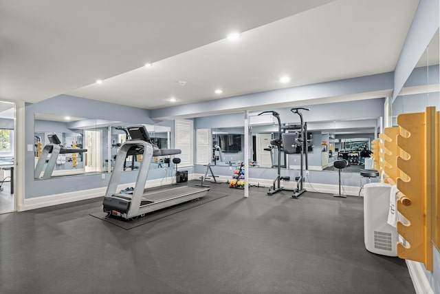 34 Orchard Hill Rd, Greenland, NH 03840 - gym with baseboards and recessed lighting