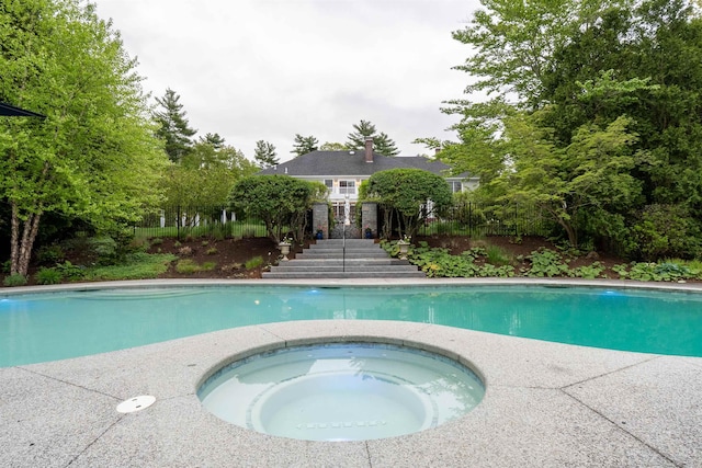 34 Orchard Hill Rd, Greenland, NH 03840 - outdoor pool with stairs and an in-ground hot tub