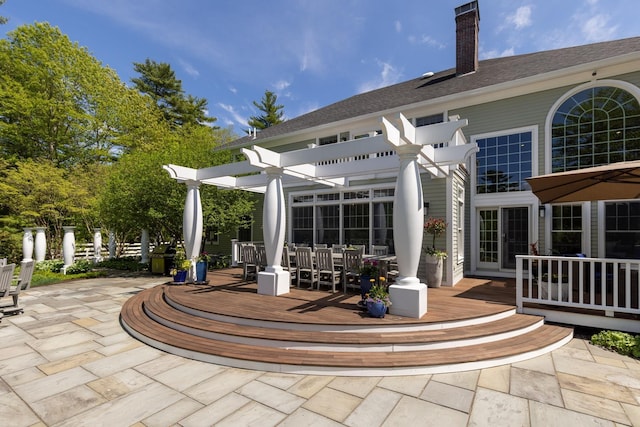 34 Orchard Hill Rd, Greenland, NH 03840 - view of patio with a pergola, a deck, and outdoor dining area