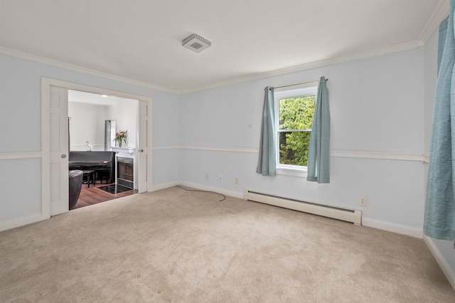 12 Drew Ln, Laconia, NH 03246 - carpeted empty room featuring a baseboard radiator, ornamental molding, and baseboards