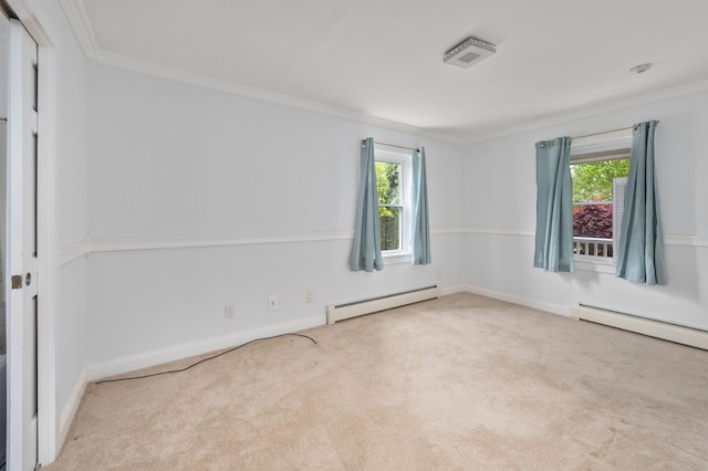 12 Drew Ln, Laconia, NH 03246 - empty room featuring baseboard heating, carpet, crown molding, and baseboards