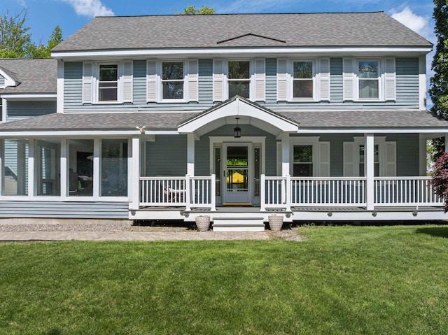 12 Drew Ln, Laconia, NH 03246 - view of front of home featuring a shingled roof, a porch, and a front yard