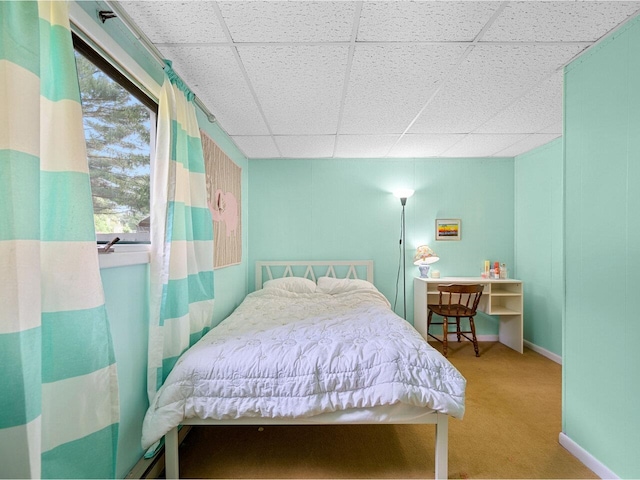 37 Dickinson Dr, Northfield, VT 05664 - carpeted bedroom featuring a drop ceiling and baseboards