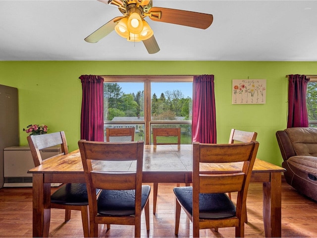 37 Dickinson Dr, Northfield, VT 05664 - dining space with wood finished floors and ceiling fan