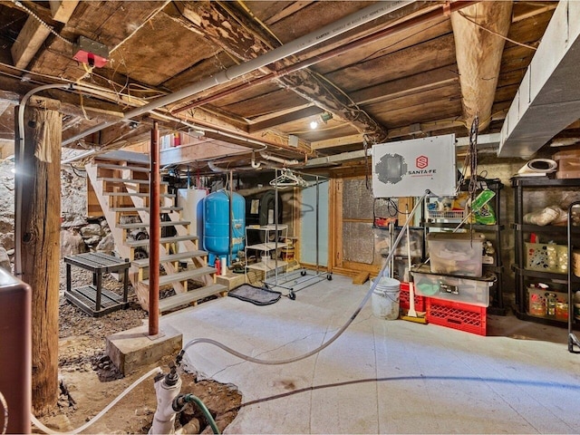 183 Morrie Rd, Washington, VT 05675 - unfinished basement with a water pressure tank and stairway