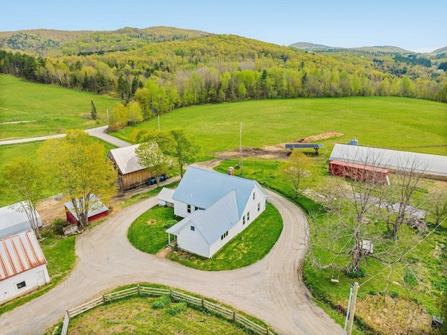 183 Morrie Rd, Washington, VT 05675 - aerial view of property and surrounding area featuring a forest and a mountainous background