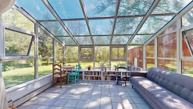 825 S End Rd, North Hero, VT 05457 - sunroom with healthy amount of natural light, vaulted ceiling, an outdoor hangout area, and baseboard heating