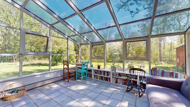 825 S End Rd, North Hero, VT 05457 - sunroom with a baseboard radiator and lofted ceiling