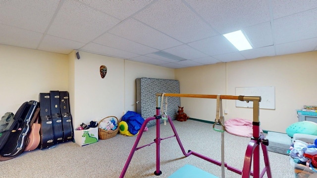 825 S End Rd, North Hero, VT 05457 - recreation room with carpet and a drop ceiling