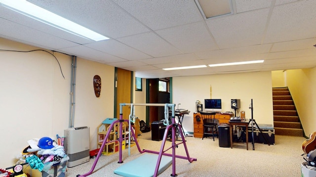 825 S End Rd, North Hero, VT 05457 - exercise area with carpet flooring and a paneled ceiling