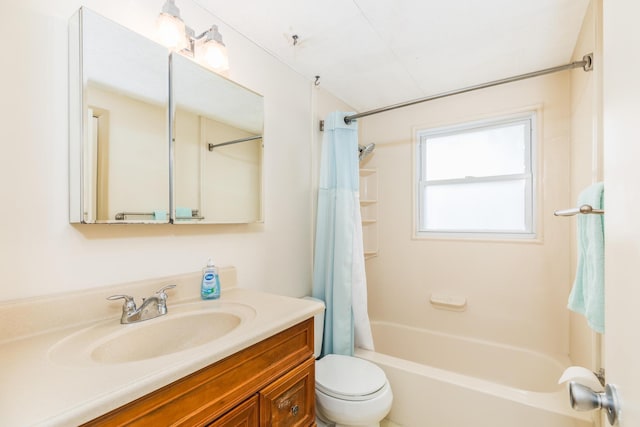 18 Riverdale Ave, Dover, NH 03820 - bathroom with vanity, shower / bath combo with shower curtain, and toilet