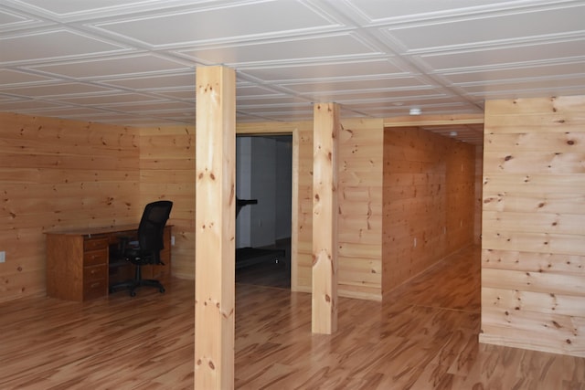 3900 Jersey St, Panton, VT 05491 - unfurnished office featuring wood walls, an ornate ceiling, and wood finished floors