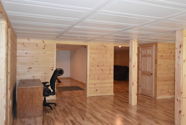 3900 Jersey St, Panton, VT 05491 - office area with wood walls, wood finished floors, and baseboards