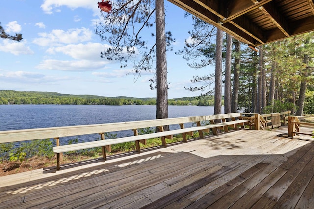34 Winter Hill Ln, Andover, NH 03216 - wooden terrace featuring a water view and a forest view