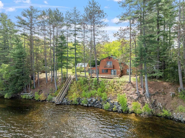 34 Winter Hill Ln, Andover, NH 03216 - view of yard featuring stairs and a water view