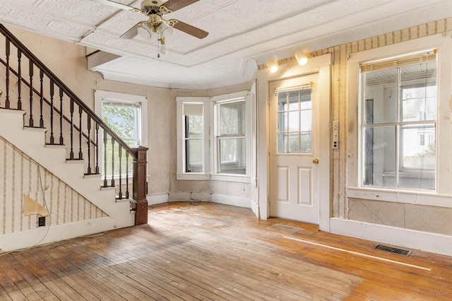 25 Eames St, Northumberland, NH 03582 - entryway with hardwood / wood-style flooring, stairs, and a ceiling fan