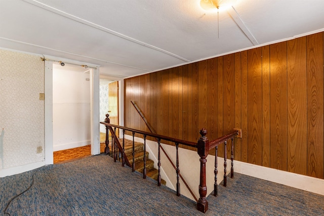 25 Eames St, Northumberland, NH 03582 - stairs featuring carpet flooring and wooden walls
