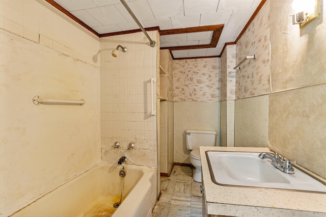 25 Eames St, Northumberland, NH 03582 - full bath with toilet, tub / shower combination, crown molding, and vanity