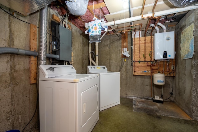1 Village Falls Way Unit 1, Merrimack, NH 03054 - unfinished basement with water heater, electric panel, and independent washer and dryer