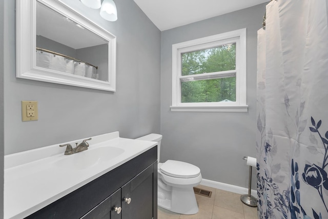 406 Lower Ridge Rd, Loudon, NH 03307 - full bathroom with vanity, toilet, tile patterned flooring, baseboards, and a shower with shower curtain
