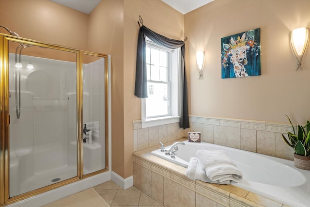 5 Smithfield Ln, Bedford, NH 03110 - bathroom with a stall shower, tile patterned flooring, a garden tub, and healthy amount of natural light