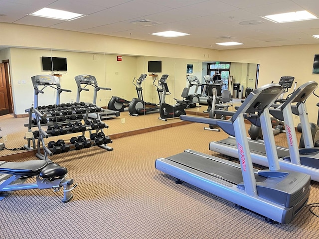 102 Forest Drive 310Interval I W/Lockout 308, Warren, VT 05674 - gym featuring carpet flooring and a paneled ceiling