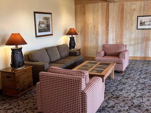 102 Forest Drive 310Interval I W/Lockout 308, Warren, VT 05674 - carpeted living room with wooden walls