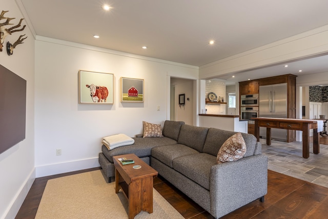 1640 Three Maple Dr, Manchester, VT 05255 - living room featuring recessed lighting and baseboards