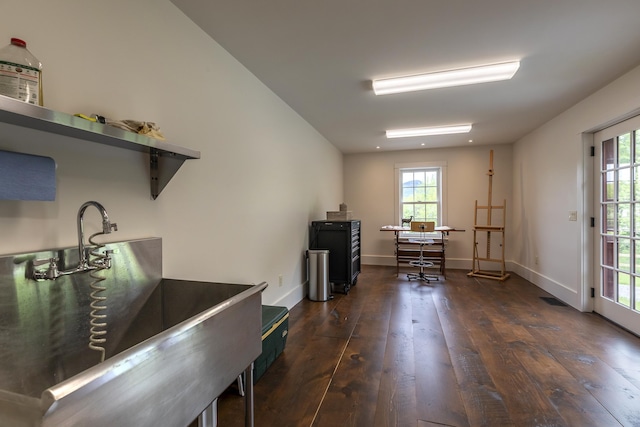 1640 Three Maple Dr, Manchester, VT 05255 - miscellaneous room featuring dark wood-type flooring, plenty of natural light, a sink, and baseboards