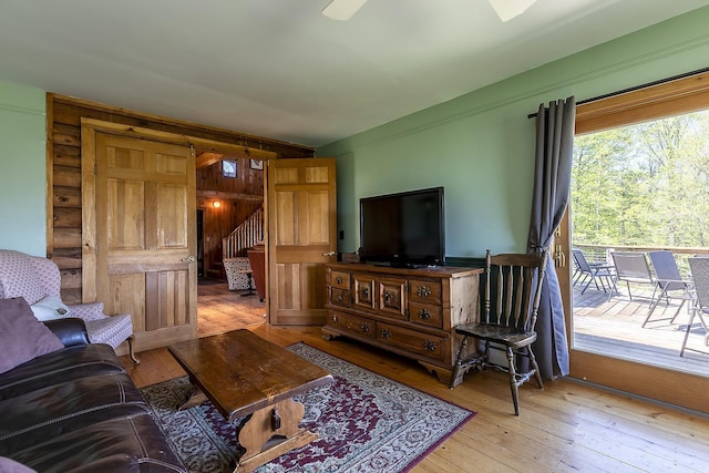 31 Highland View Rd, Weston, VT 05161 - living area with stairway and wood-type flooring