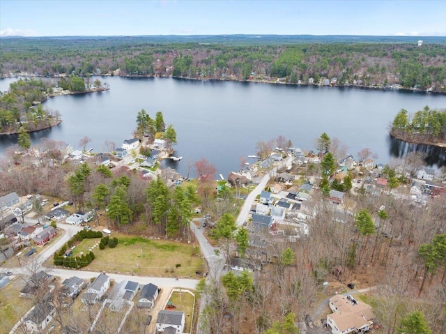 70 Broadway Dr, Amherst, NH 03031 - aerial overview of property's location featuring a heavily wooded area, nearby suburban area, and a large body of water