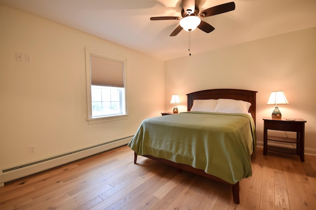 190 Ryans Way, Fletcher, VT 05448 - bedroom with a baseboard heating unit, hardwood / wood-style flooring, and a ceiling fan