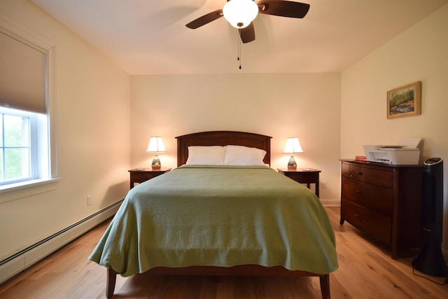 190 Ryans Way, Fletcher, VT 05448 - bedroom with baseboard heating, light wood-style flooring, and ceiling fan
