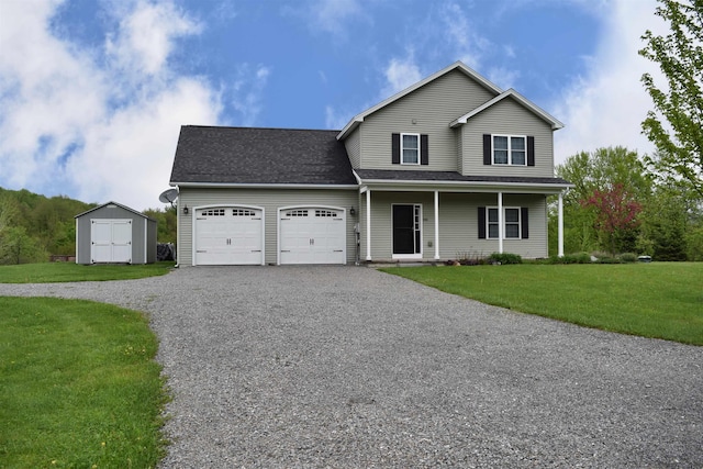 190 Ryans Way, Fletcher, VT 05448 - traditional-style house with driveway, a garage, a front lawn, a porch, and a shingled roof