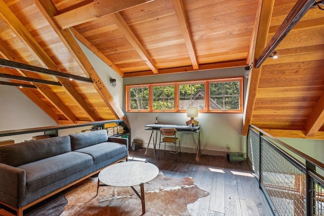 249 Falls Brook Ln, Stowe, VT 05672 - living room with wood ceiling, hardwood / wood-style floors, and baseboards
