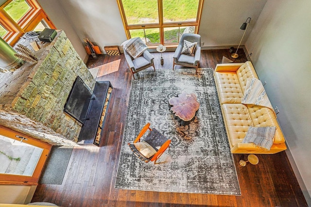 249 Falls Brook Ln, Stowe, VT 05672 - living room featuring hardwood / wood-style floors and baseboards