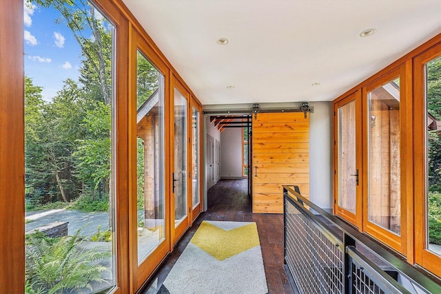 249 Falls Brook Ln, Stowe, VT 05672 - unfurnished sunroom featuring french doors, healthy amount of natural light, and wood finished floors