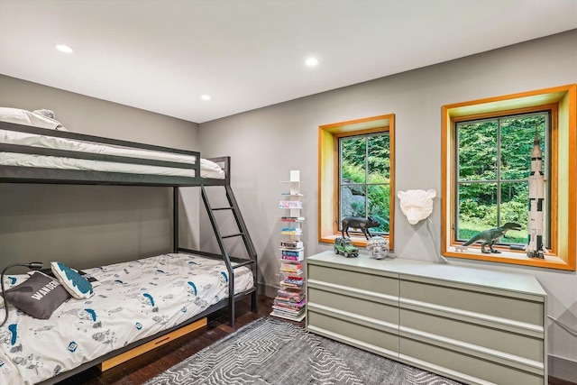 249 Falls Brook Ln, Stowe, VT 05672 - bedroom featuring dark wood-style flooring, recessed lighting, and baseboards