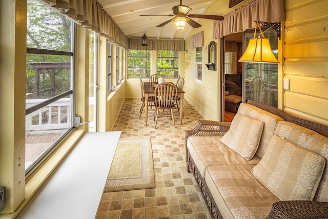 22 Kingsbury Dr, Milton, NH 03851 - sunroom with a ceiling fan and vaulted ceiling