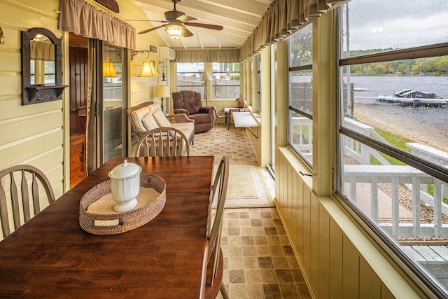 22 Kingsbury Dr, Milton, NH 03851 - sunroom with a water view and a ceiling fan