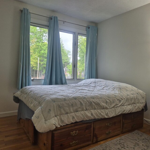 16 Oakwood Dr Unit 16, Claremont, NH 03743 - bedroom featuring baseboards, multiple windows, wood finished floors, and a textured ceiling