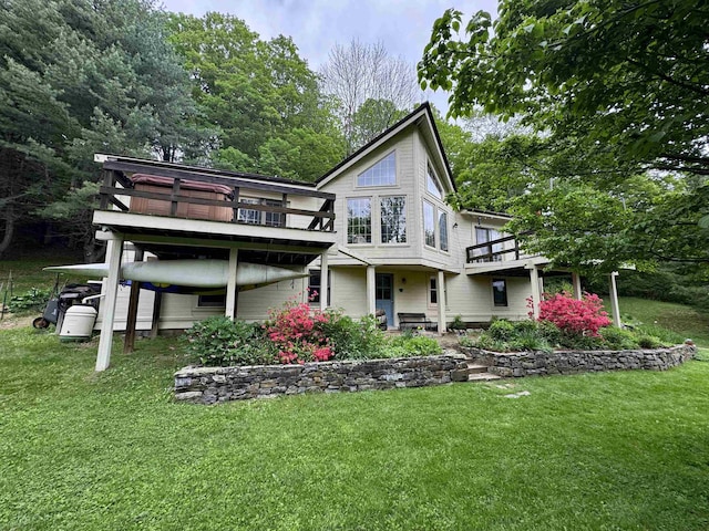 32 Christie Ln, Brattleboro, VT 05301 - rear view of property featuring a yard and a deck