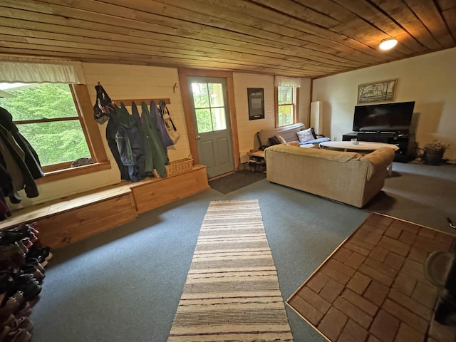 32 Christie Ln, Brattleboro, VT 05301 - living area with wooden ceiling