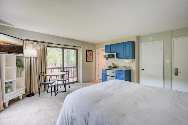 1-O River Run Rd Unit 0, Bartlett, NH 03812 - bedroom featuring access to outside, light carpet, and a textured ceiling