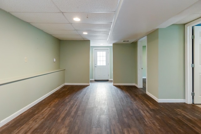 82 Stirrup Cir, Williston, VT 05495 - spare room with baseboards, dark wood finished floors, recessed lighting, and a paneled ceiling