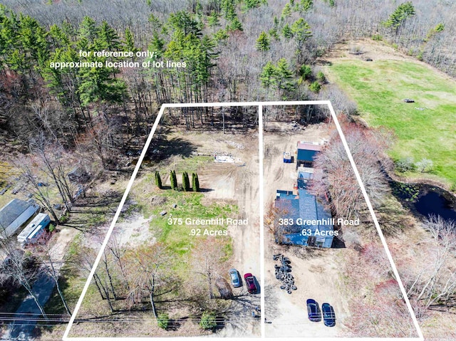 383 Greenhill Rd, Barrington, NH 03825 - aerial view of property and surrounding area with property boundaries highlighted