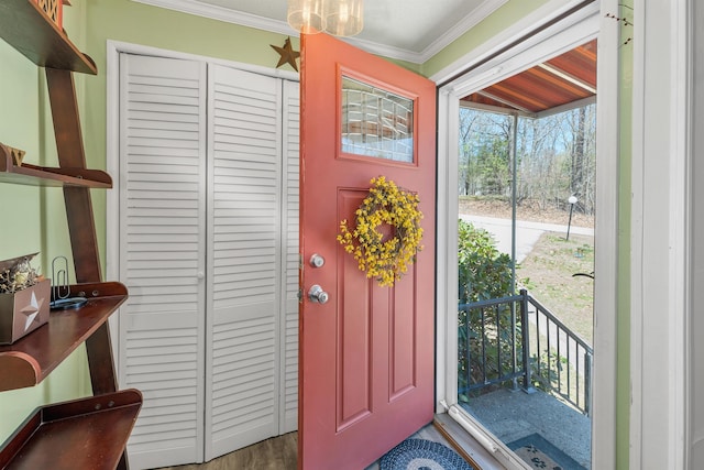 26 Birch Hill Estates Rd, Wolfeboro, NH 03894 - entrance foyer with ornamental molding and wood finished floors