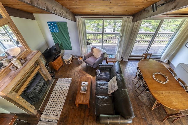 46 Murray Hill Heights Rd Unit 17, Manchester, VT 05255 - living area with hardwood / wood-style floors and wood ceiling