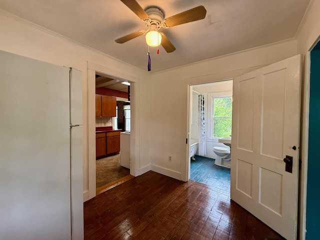 927 Water St, Bennington, VT 05257 - unfurnished room with healthy amount of natural light, dark wood-type flooring, ceiling fan, and baseboards